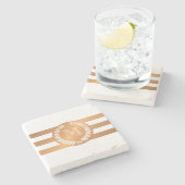 Golden Laurel Wreath Monogram Stenen Onderzetter (Zijkant)