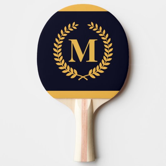 Golden Laurel Wreath Monogram Tafeltennisbatje (Voorkant)