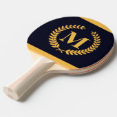 Golden Laurel Wreath Monogram Tafeltennisbatje (Voorkant Gekanteld)