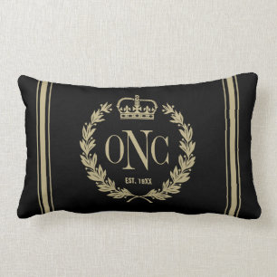 Golden Laurel Wreath Monogrammed Logo Pillow Kussen