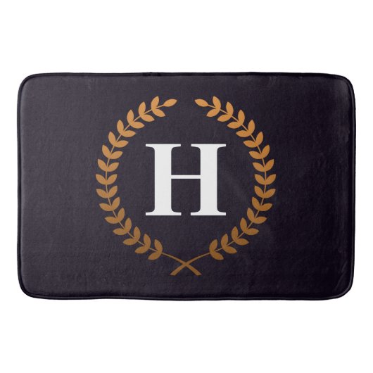 Golden Laurel Wreaths Monogram Badmat (Voorkant)