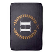 Golden Laurel Wreaths Monogram Badmat (Voorkant Verticaal)