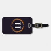 Golden Laurel Wreaths Monogram Bagagelabel (Voorkant horizontaal)