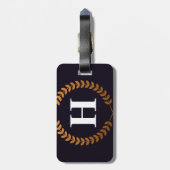 Golden Laurel Wreaths Monogram Bagagelabel (Achterkant verticaal)