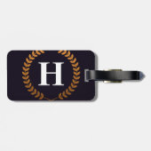 Golden Laurel Wreaths Monogram Bagagelabel (Achterkant horizontaal)
