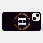 Golden Laurel Wreaths Monogram Case-Mate iPhone Case (Achterkant (horizontaal))