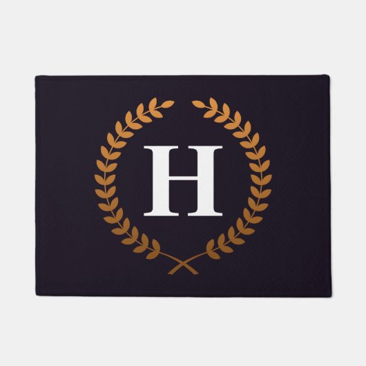 Golden Laurel Wreaths Monogram Deurmat (Voorkant)