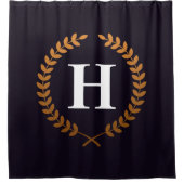 Golden Laurel Wreaths Monogram Douchegordijn (Voorkant)