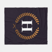 Golden Laurel Wreaths Monogram Fleece Deken (Voorkant (Horizontaal))
