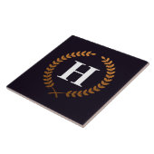 Golden Laurel Wreaths Monogram Tegeltje (Zijkant)