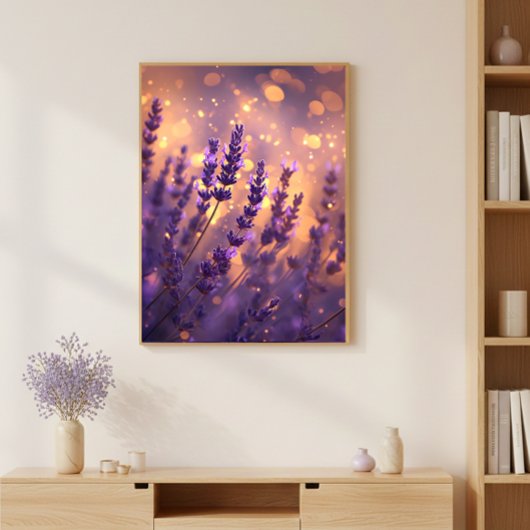 Golden Lavender Field Wall Art Print