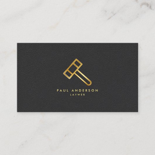 Golden Lawyer Hammer Logo Elegant Monogram Visitekaartje (Voorkant)