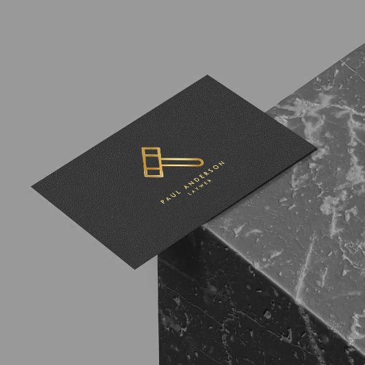 Golden Lawyer Hammer Logo Elegant Monogram Visitekaartje