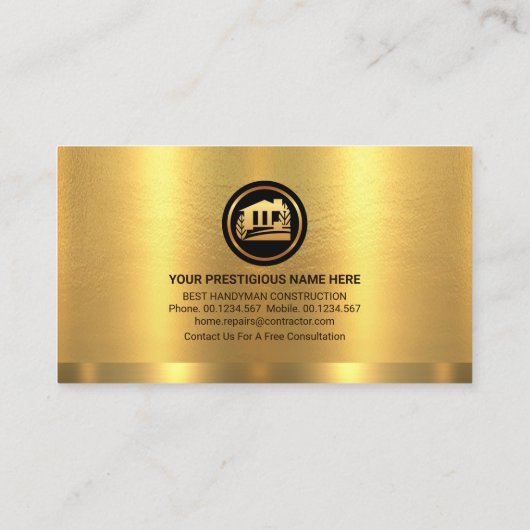 Golden Layer Gold Construction Tools Visitekaartje (Achterkant)