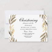 Golden Leaf Boy of Girl Christening Uitnodiging (Voorkant)