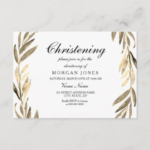 Golden Leaf Boy of Girl Christening Uitnodiging