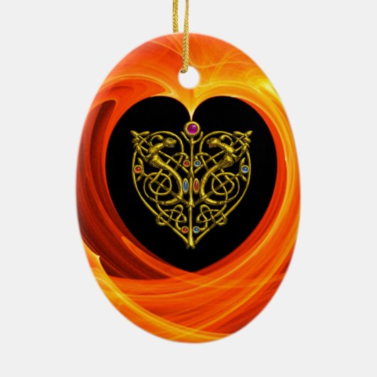 GOLDEN LEAF - CELTISCHE HART KERAMISCH ORNAMENT (Achterkant)