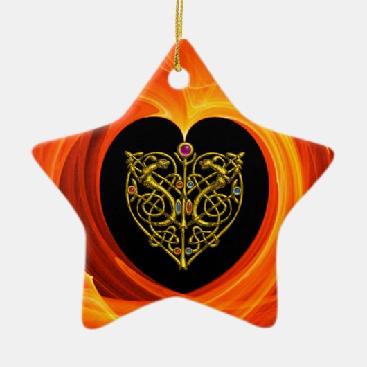 GOLDEN LEAF - CELTISCHE HART KERAMISCH ORNAMENT (Voorkant)