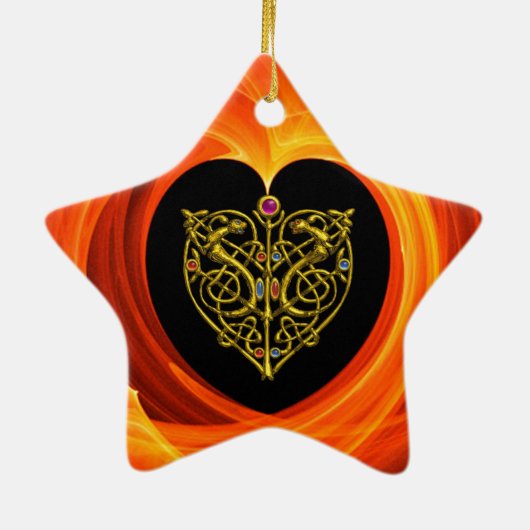 GOLDEN LEAF - CELTISCHE HART KERAMISCH ORNAMENT (Achterkant)