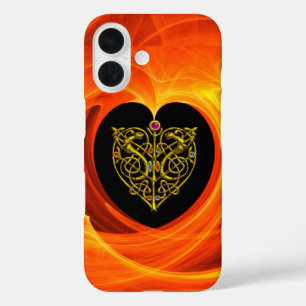 GOLDEN LEAF, CELTISCHE KNOTEN zwart oranje geel iPhone 16 Hoesje
