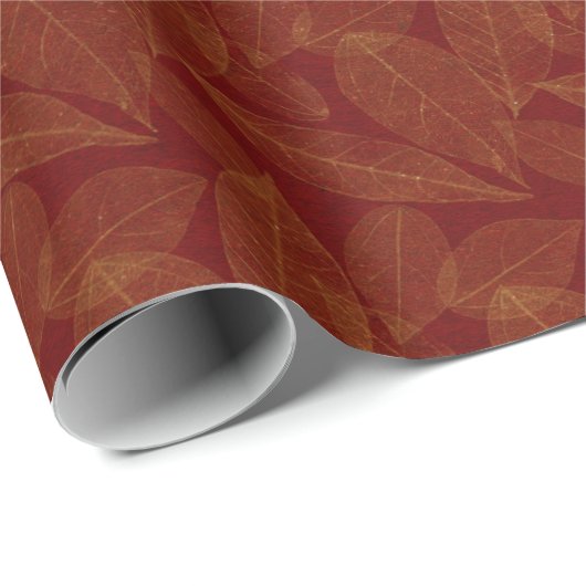 Golden Leaf Crimson Maroon Burgundy Botanical Cadeaupapier (Rol Hoek)