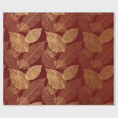 Golden Leaf Crimson Maroon Burgundy Luxury Cadeaupapier (Vlak)