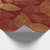 Golden Leaf Crimson Maroon Burgundy Luxury Cadeaupapier (Hoek)