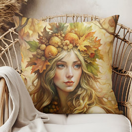Golden Leaf Crown Fairy - Gezellig Boho Herfstacce Kussen