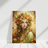 Golden Leaf Fairy – ETHERISCHE herfstmuur Art Prin Poster