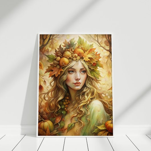 Golden Leaf Fairy – ETHERISCHE herfstmuur Art Prin Poster