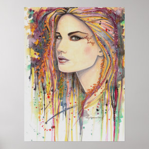 Golden Leaf Fantasy Art van Molly Harrison Poster