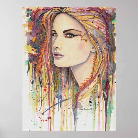 Golden Leaf Fantasy Art van Molly Harrison Poster (Voorkant)