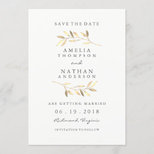 Golden Leaf Garden Wedding Bewaar de datum Save The Date