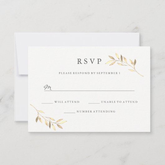 Golden Leaf Garden Wedding Digital of Print RSVP Kaart (Voorkant)