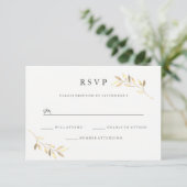 Golden Leaf Garden Wedding Digital of Print RSVP Kaart (Staand voorkant)