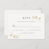 Golden Leaf Garden Wedding Digital of Print RSVP Kaart (Voorkant / Achterkant)