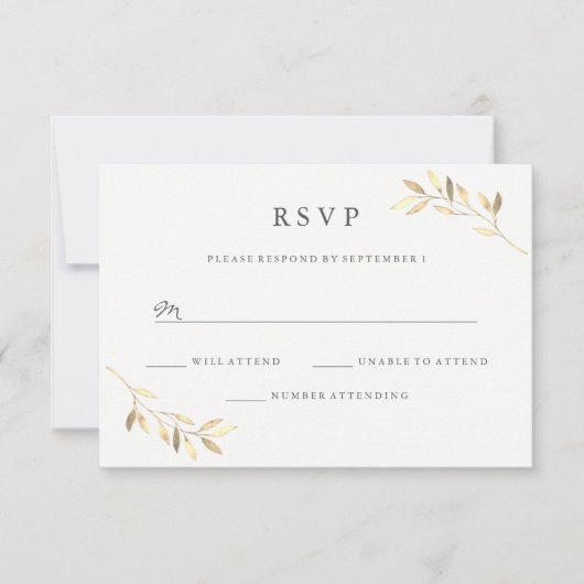 Golden Leaf Garden Wedding RSVP (Voorkant)