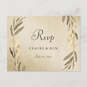 Golden Leaf Gold Foil Wedding RSVP Briefkaart