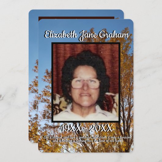 Golden Leaf Herfst Tree Achtergrond Begrafenis Programmakaart (Voorkant / Achterkant)