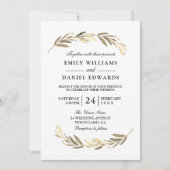 Golden Leaf Modern Elegant Wedding Kaart (Voorkant)
