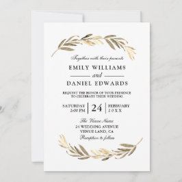 Golden Leaf Modern Elegant Wedding Kaart