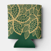 Golden leaf op groene achtergrond blikjeskoeler (Achterkant)