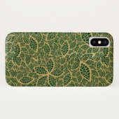 Golden leaf op groene achtergrond Case-Mate iPhone case (Achterkant (horizontaal))