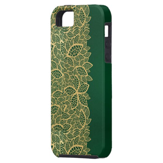 Golden leaf op groene achtergrond Case-Mate iPhone case (Achterkant Links)