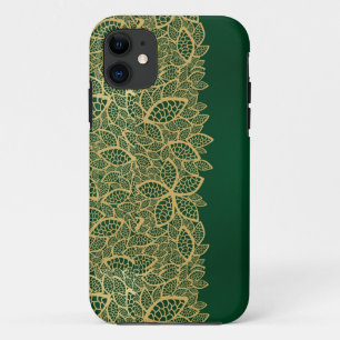 Golden leaf op groene achtergrond Case-Mate iPhone case