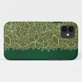 Golden leaf op groene achtergrond Case-Mate iPhone case (Achterkant (horizontaal))