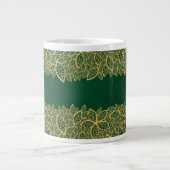 Golden leaf op groene achtergrond grote koffiekop (Voorkant)