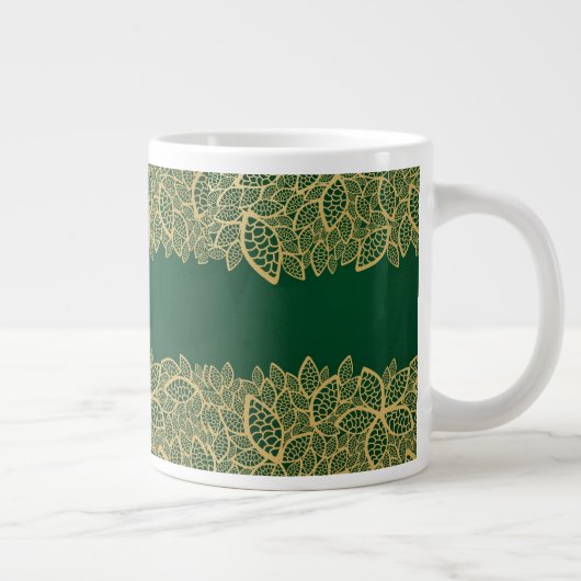 Golden leaf op groene achtergrond grote koffiekop (Rechts)
