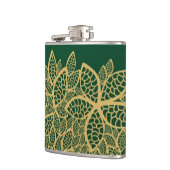 Golden leaf op groene achtergrond heupfles (Links)