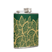 Golden leaf op groene achtergrond heupfles (Rechts)